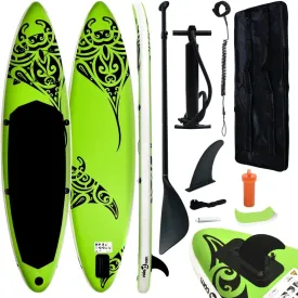 Inflatable Stand Up Paddleboard Set 126"x29.9"x5.9" Green