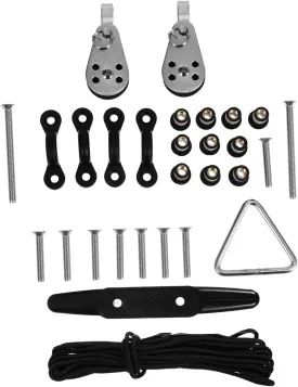 Kayak Anchor Trolley Kit Kayak Canoe Anchor Trolley with Nylon Rope Pulley Deck Loop Tie Pad Eye for Boats Rafts Kayaks Canoes