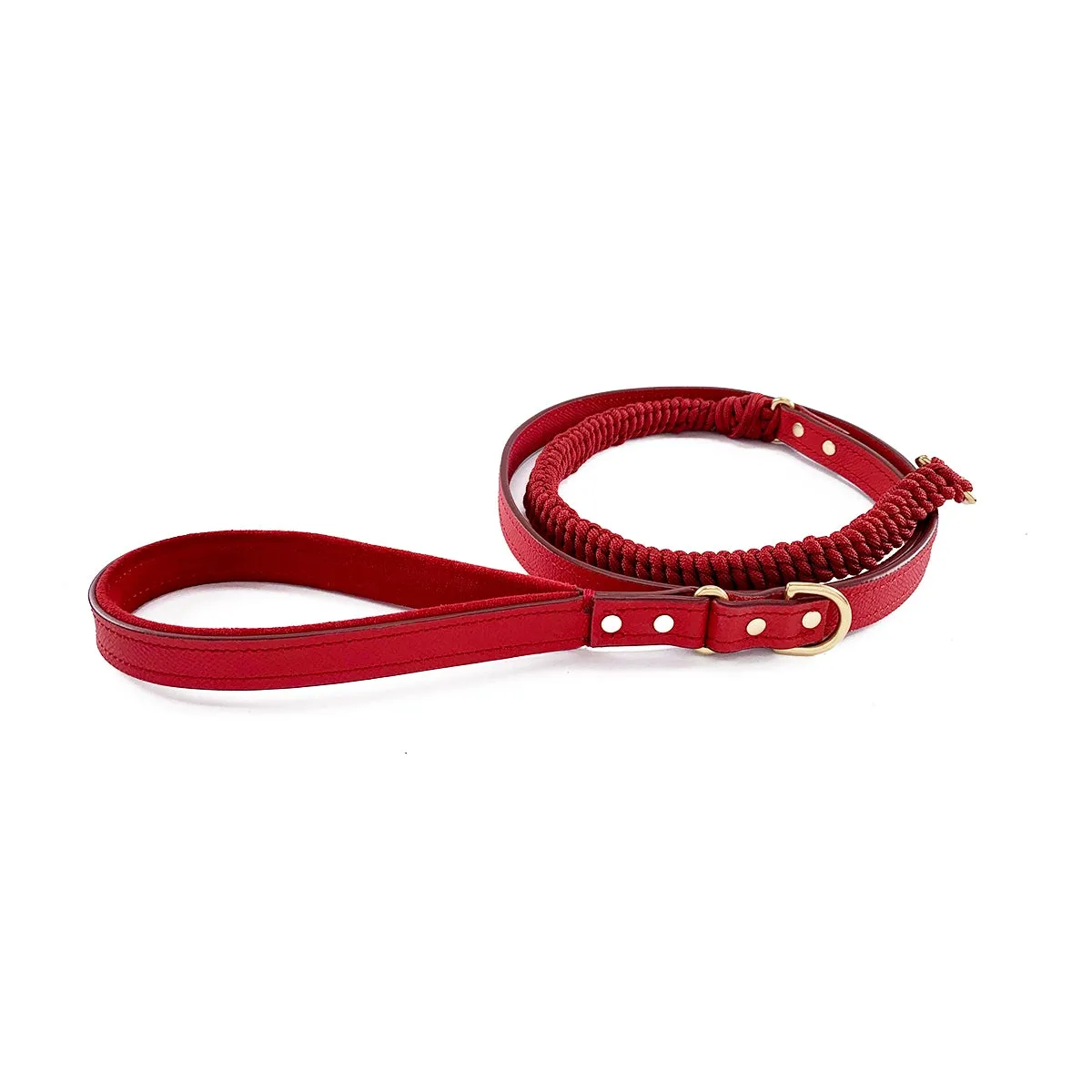 Lambert Classic Leather And Macrame Dog Leash Cayenne
