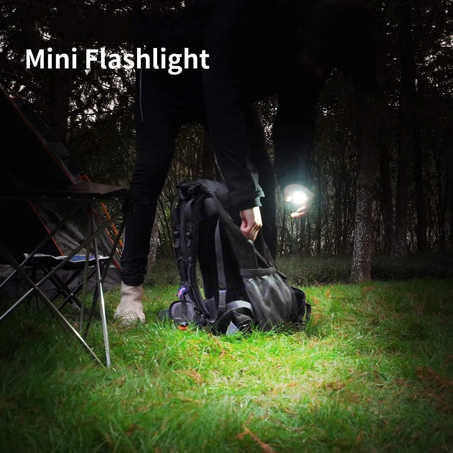 LED Battery Operated Keychain Flashlight Small Work Light with Folding Bracket Bottle Opener for Camping, Hiking, Emergency