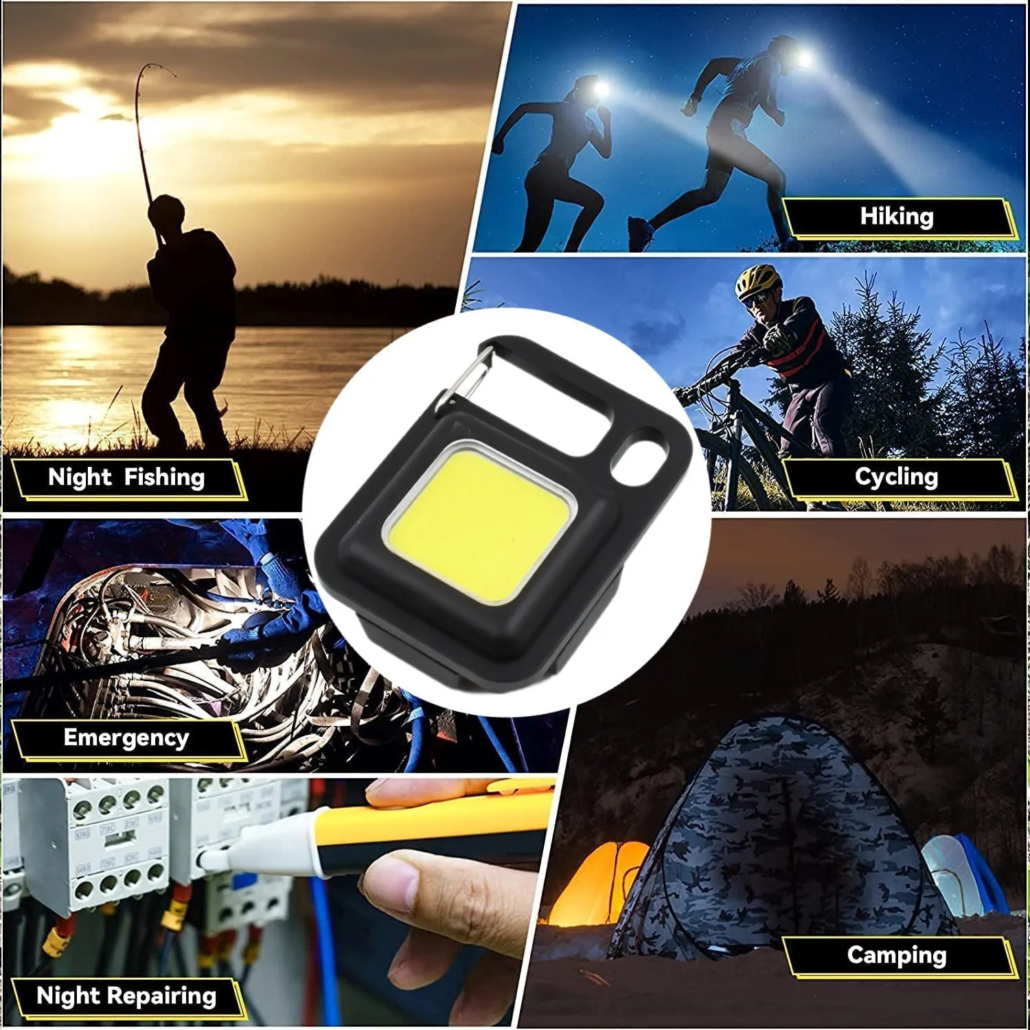 LED Battery Operated Keychain Flashlight Small Work Light with Folding Bracket Bottle Opener for Camping, Hiking, Emergency