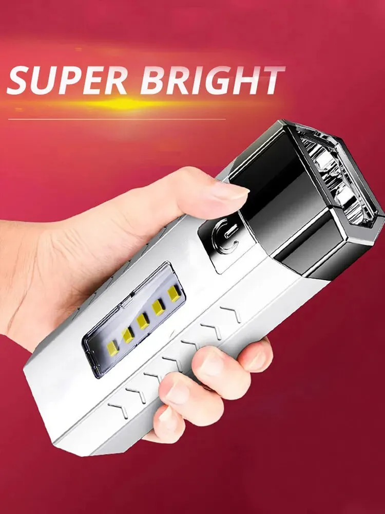 LED Ultra Bright Flashlight Mini Portable Double Light Source USB Rechargeable Outdoor Camping Fishing Lighting Torch