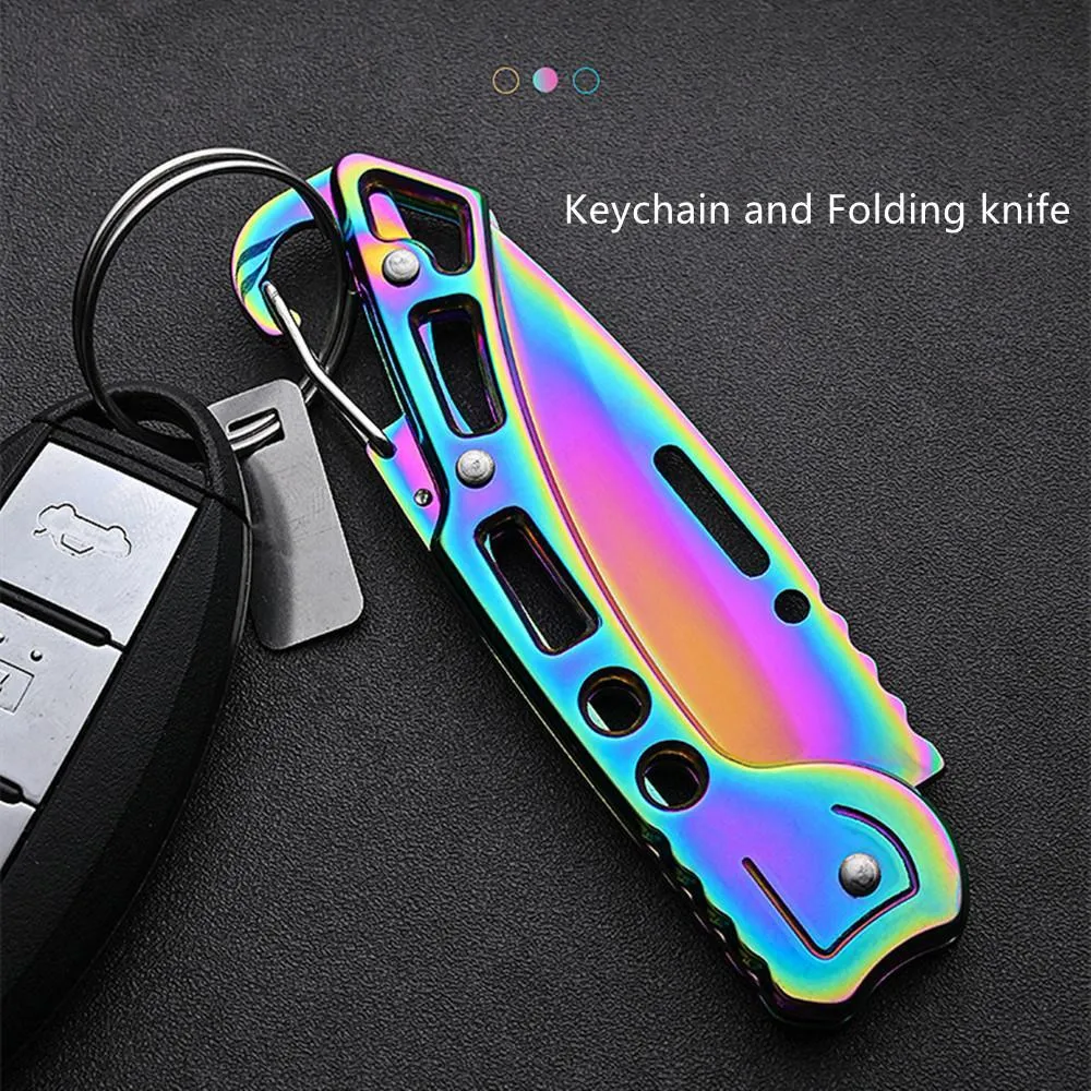 Lightweight Folding Pocket Knife with 2.36 inch Stainless Steel Blade & Handle, Keychain Knife, EDC Folding Knives Key Chains for Women Men