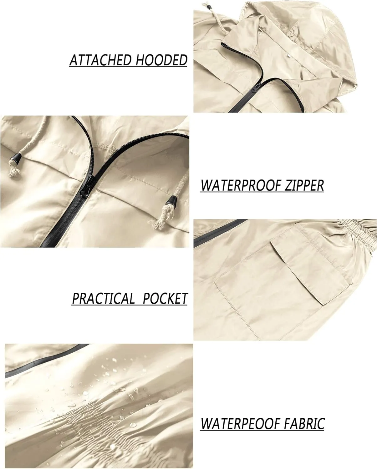 Lomon Women Waterproof Lightweight Rain Jacket Active Outdoor Hooded Raincoat