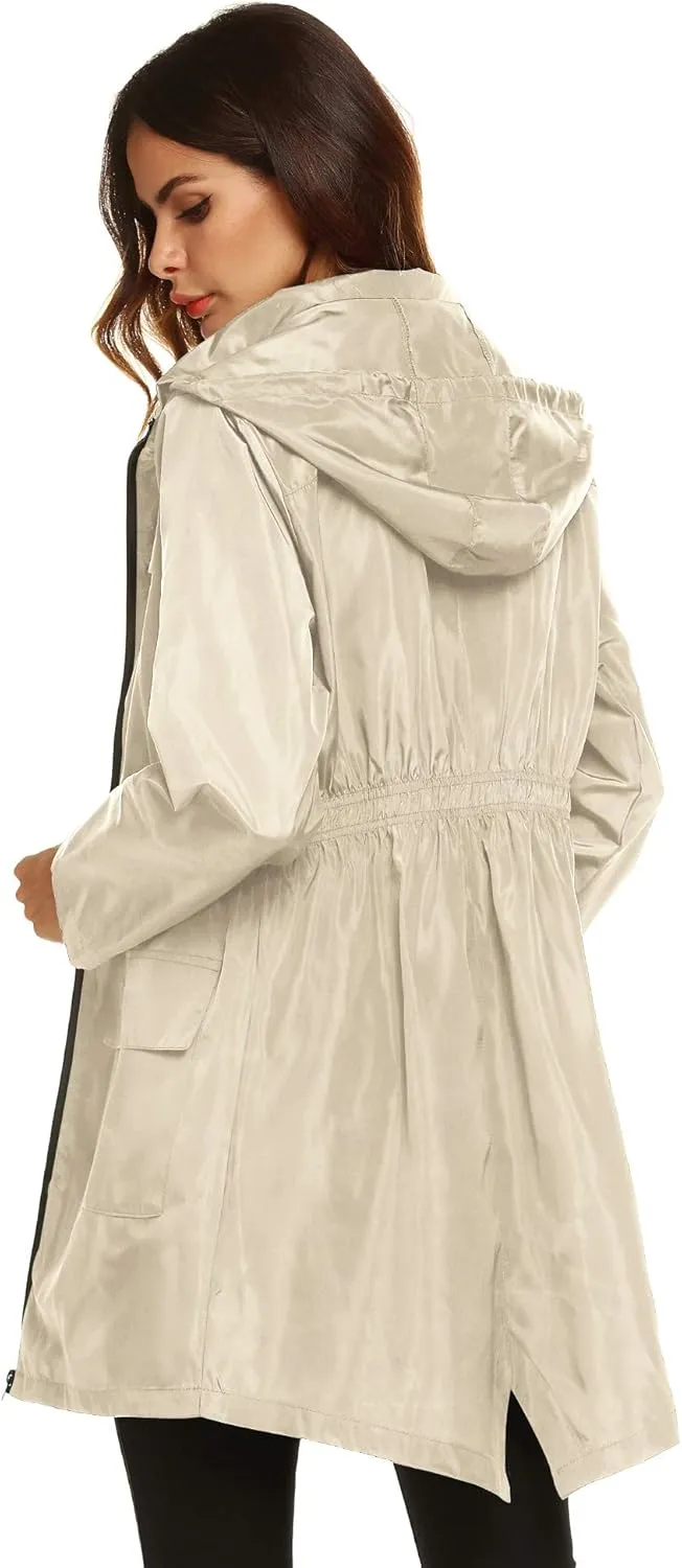 Lomon Women Waterproof Lightweight Rain Jacket Active Outdoor Hooded Raincoat