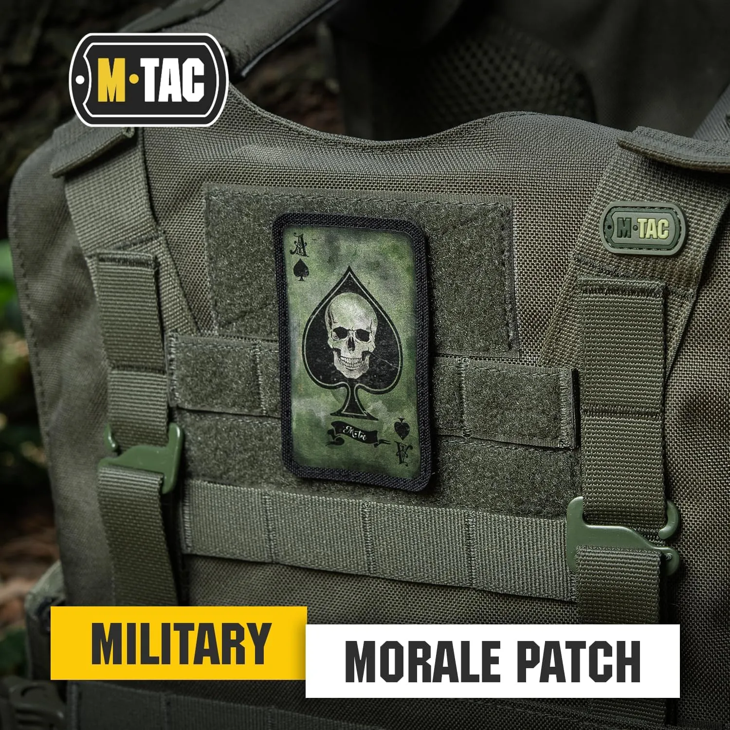 M-Tac Ace of Spades Death Card Tactical Morale Patch Army Combat Hook Fasteners
