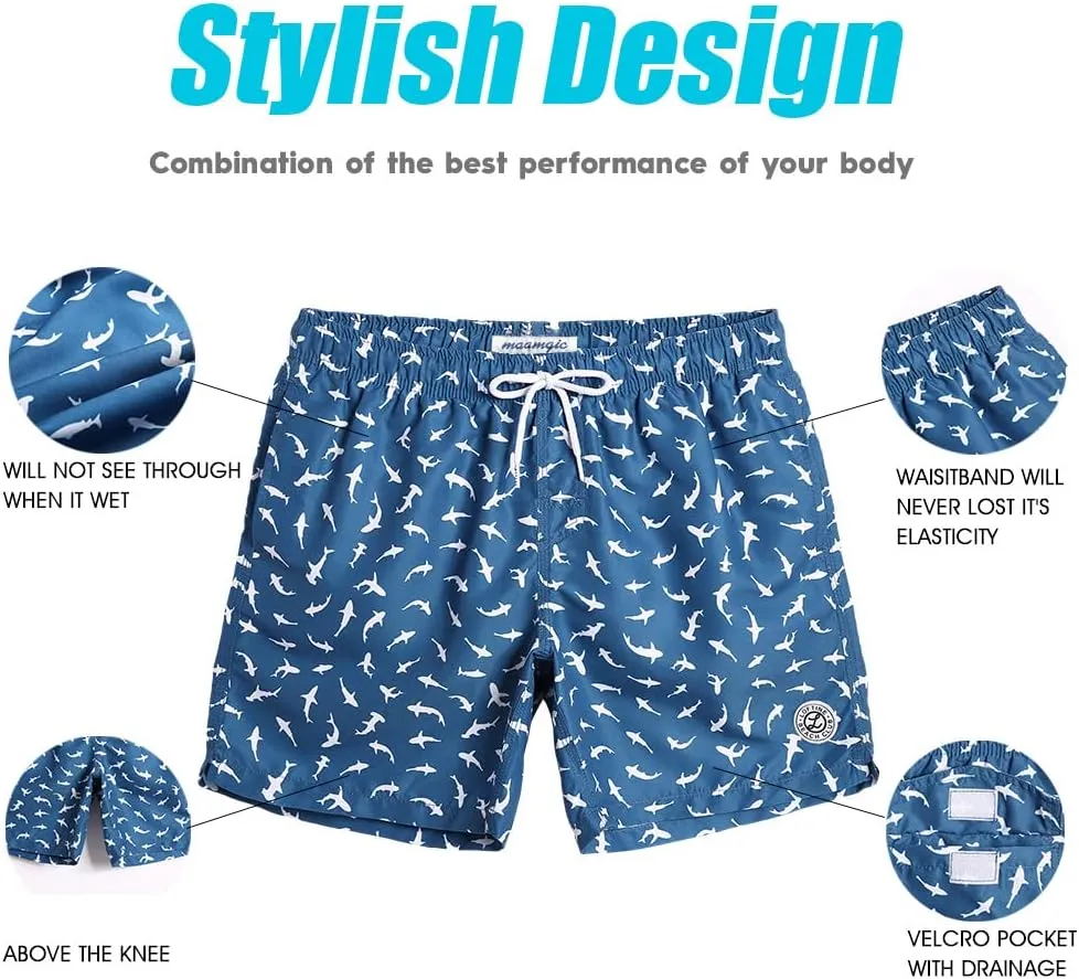 maamgic Mens Slim Fit Swim Shorts Swim Trunks 7 inch Quick Dry Mens Bathing Suits with Mesh Lining