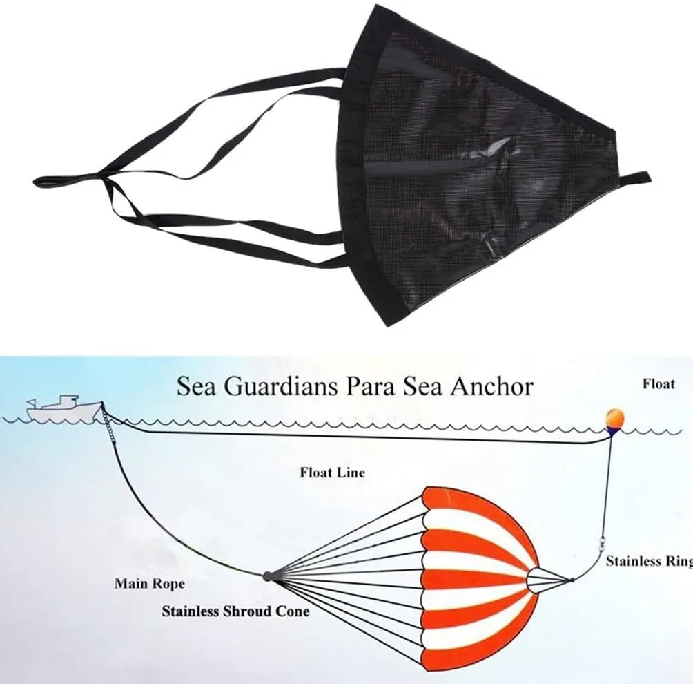 MOOCY Sea Anchor Drift Sock,24/32/42 Parachute Drift Anchor with Harness Buoy for Marine Boat/Yacht/Jet Ski/Inflatable/Power Boat/Sail Boat