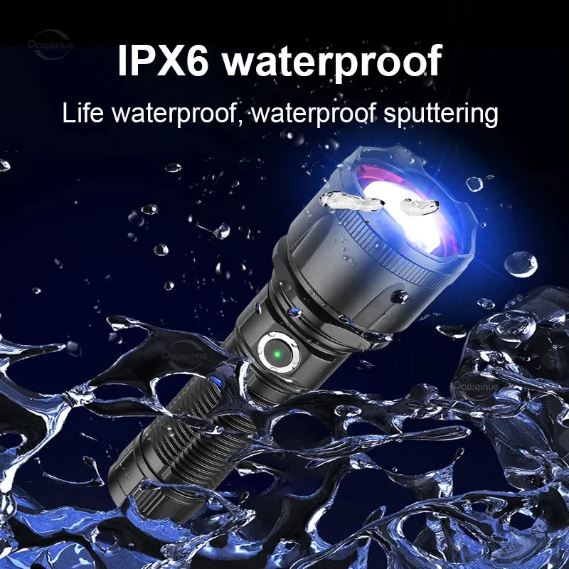 Most Powerful LED Flashlight White Laser Tactical Flash Light Rechargeable Torch Long Range Lamp Camping Hunting Lantern XHP360
