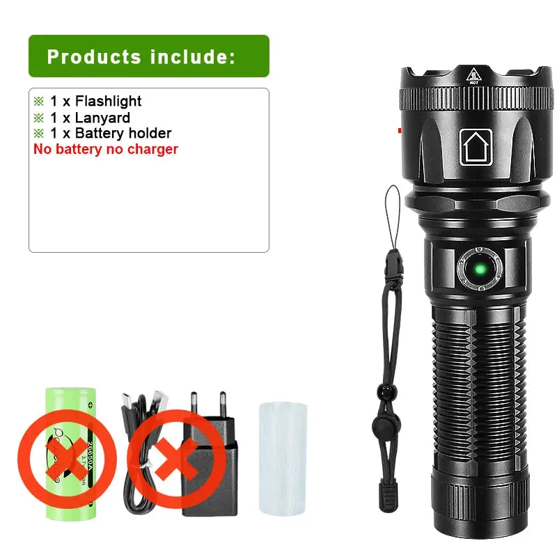 Most Powerful LED Flashlight White Laser Tactical Flash Light Rechargeable Torch Long Range Lamp Camping Hunting Lantern XHP360