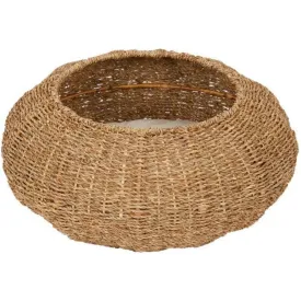 Natural Cat Bed - Wicker Seagrass Basket - Small Dog Bed Basket & Cushion