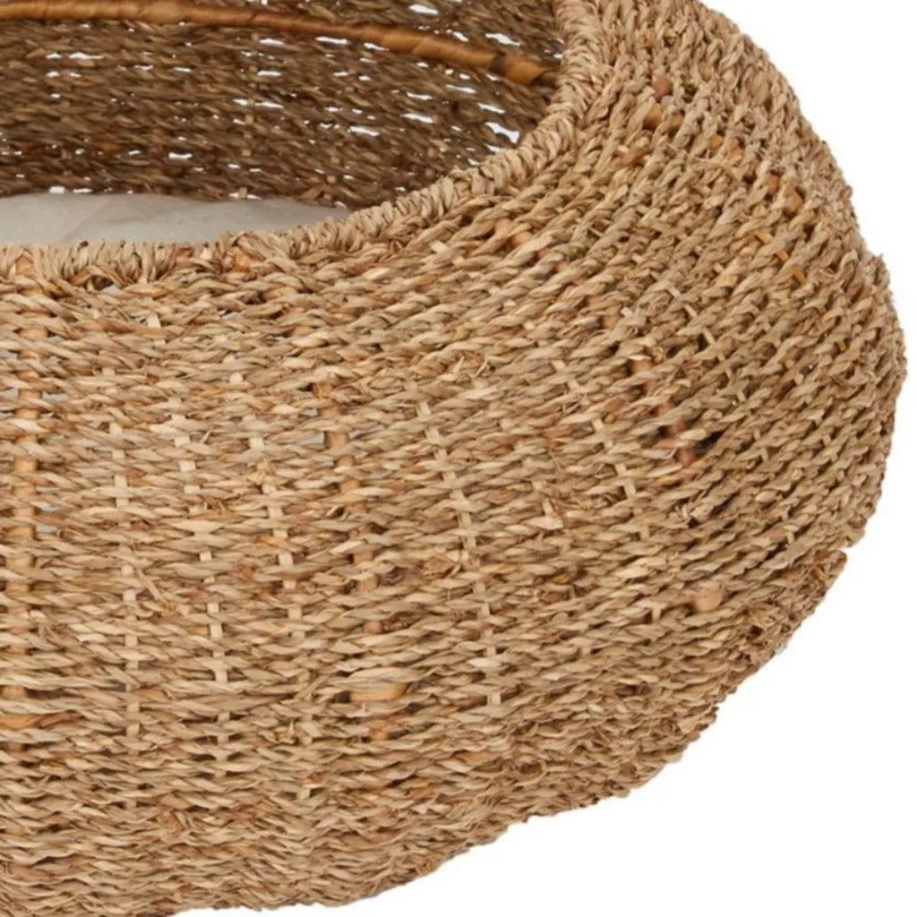 Natural Cat Bed - Wicker Seagrass Basket - Small Dog Bed Basket & Cushion
