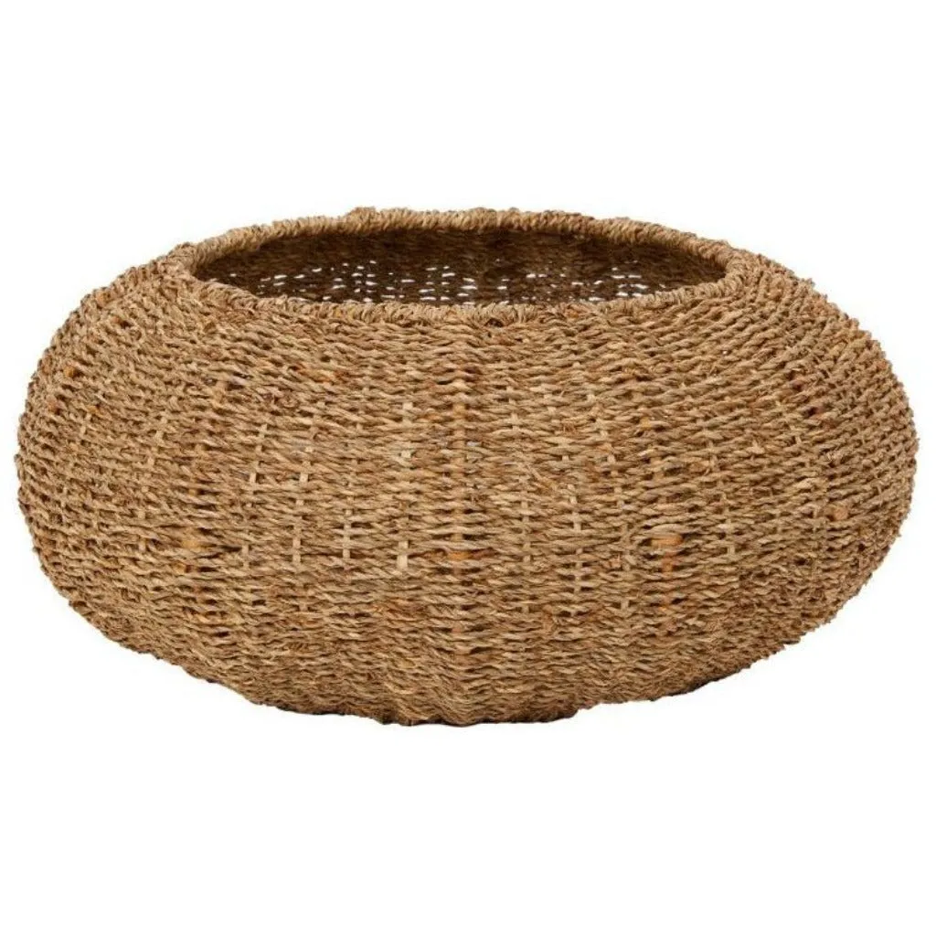 Natural Cat Bed - Wicker Seagrass Basket - Small Dog Bed Basket & Cushion