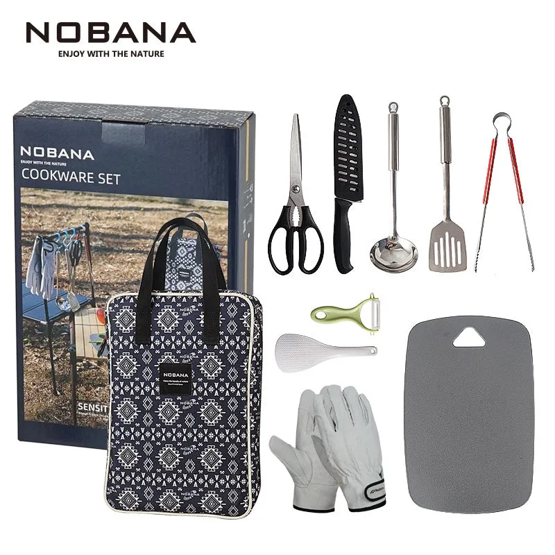 NOBANA Outdoor Camping Cookware Set With BBQ Gloves
