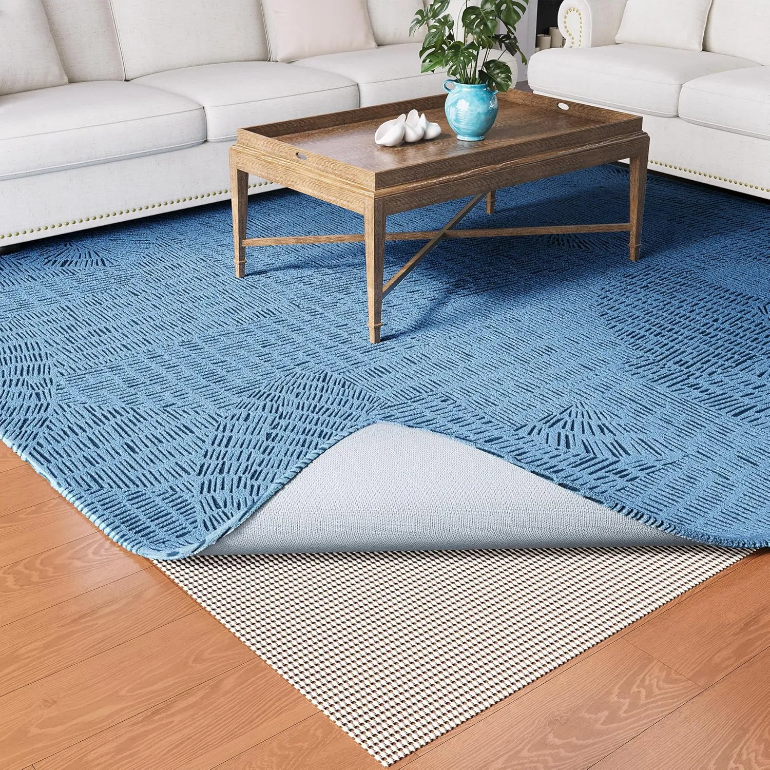 Non Slip Rug Pad 2x8 Feet, Anti Skid Mat for Kitchen Hallway Runner Rug, Keeps Rugs in Position and Safe, Thick Cushioned Carpet Pad for Hardwood Floors Protection