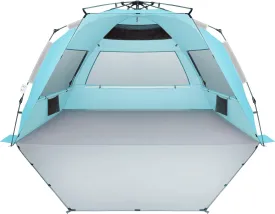 Oileus XX-Large Pop Up Beach Tent Sun Shelter for 5-6 Person Portable Sun Shade Instant Tent for Beach with Carrying Bag, Stakes, 6 Sand Pockets, Anti UV for Fishing Hiking Camping Sky Blue
