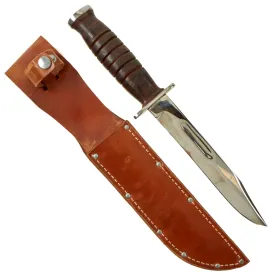 Original U.S. WWII Kutmaster Fighting Knife With 7” Blade With Correct Original Leather Sheath - Ca.1944-45