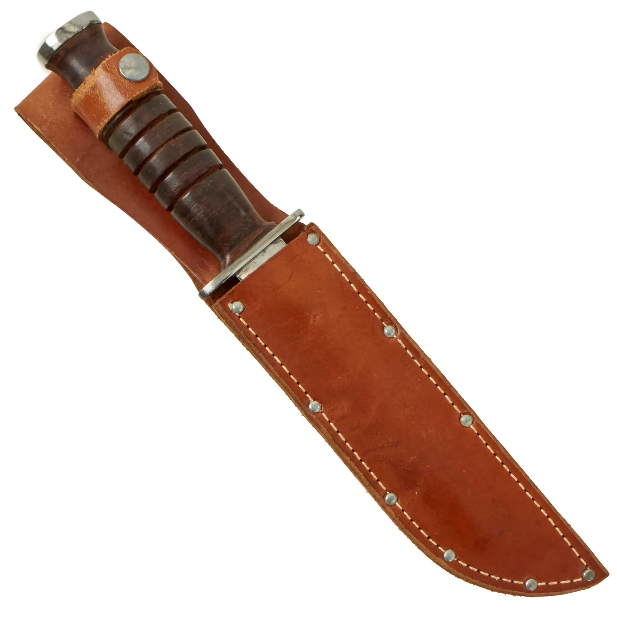 Original U.S. WWII Kutmaster Fighting Knife With 7” Blade With Correct Original Leather Sheath - Ca.1944-45