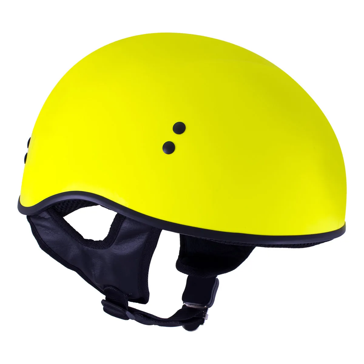 Outlaw T68 'The O.G.' Hi-Vis Yellow Advanced Motorcycle Skull Cap Half DOT Helmet