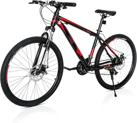 PEXMOR 26" Mountain Bike, 21 Speed MTB Mountain Bicycle High Carbon Steel with Double Disc Brake, Front Suspension Anti-Slip Shock-Absorbing for Adult Men & Women's Outdoor Cycling Road Bike