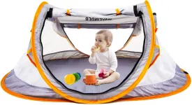 Poray Portable Baby Beach Tent with UPF 50  Sun Shelter,Mosquito Net and Sunshade, Ideal Pop Up Kids Travel Tent with Carry Bag & 2 Stakes,Outdoor Indoor Play and Sun Protection
