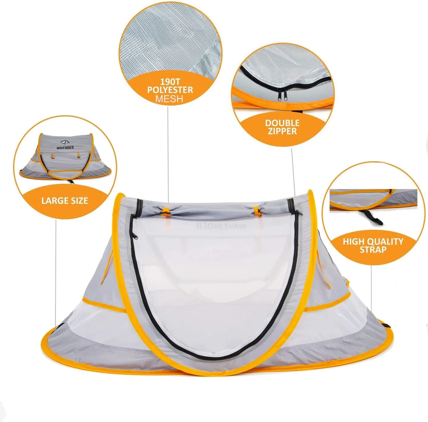 Poray Portable Baby Beach Tent with UPF 50  Sun Shelter,Mosquito Net and Sunshade, Ideal Pop Up Kids Travel Tent with Carry Bag & 2 Stakes,Outdoor Indoor Play and Sun Protection