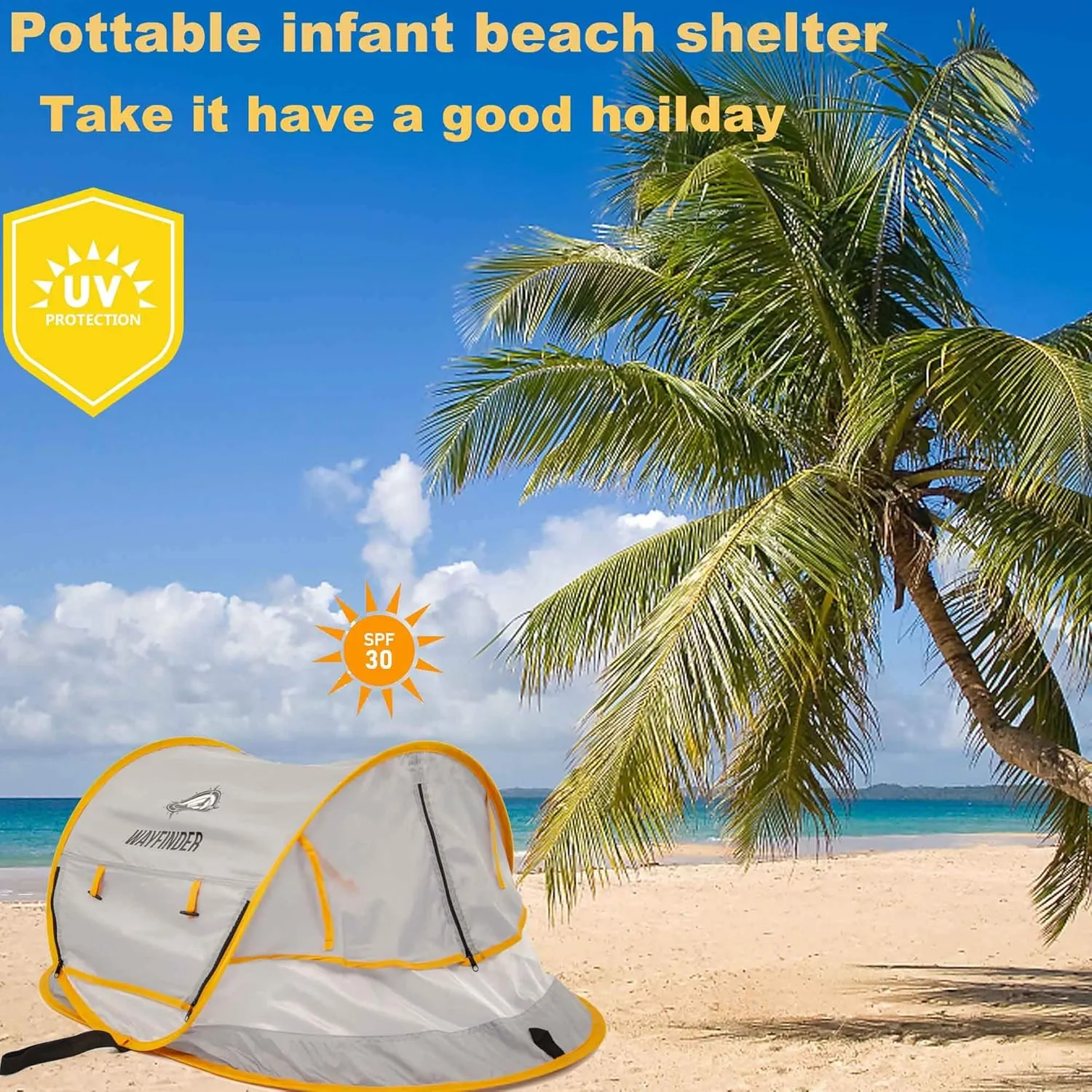 Poray Portable Baby Beach Tent with UPF 50  Sun Shelter,Mosquito Net and Sunshade, Ideal Pop Up Kids Travel Tent with Carry Bag & 2 Stakes,Outdoor Indoor Play and Sun Protection