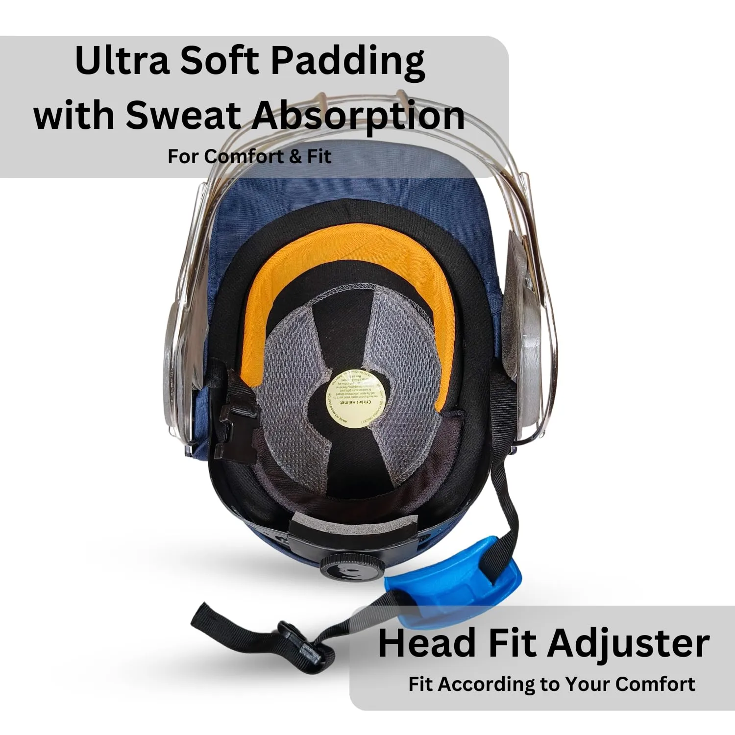 Prokick Shadow Cricket Helmet with Fixed Stainless Steel Grill, Navy