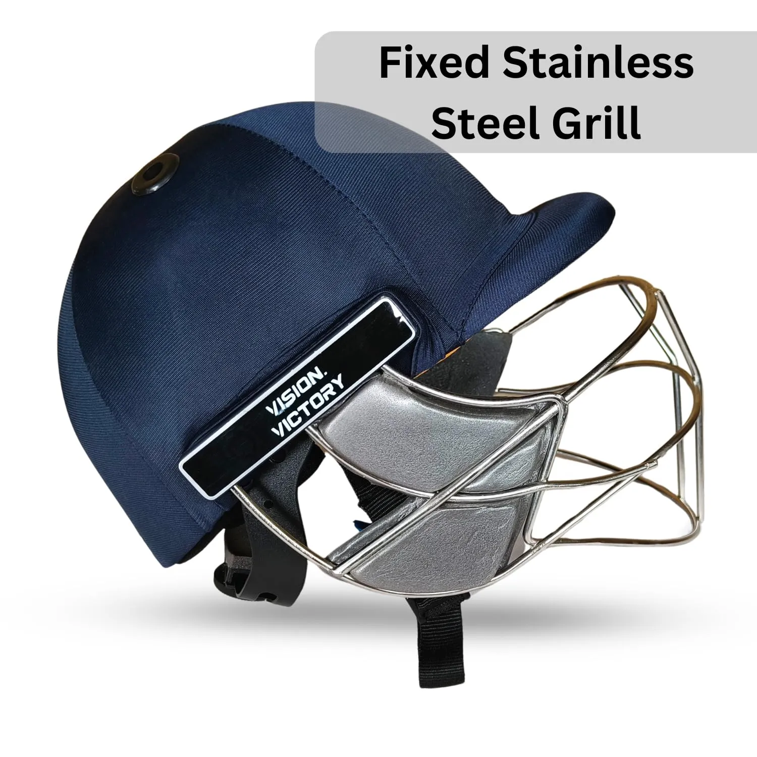Prokick Shadow Cricket Helmet with Fixed Stainless Steel Grill, Navy