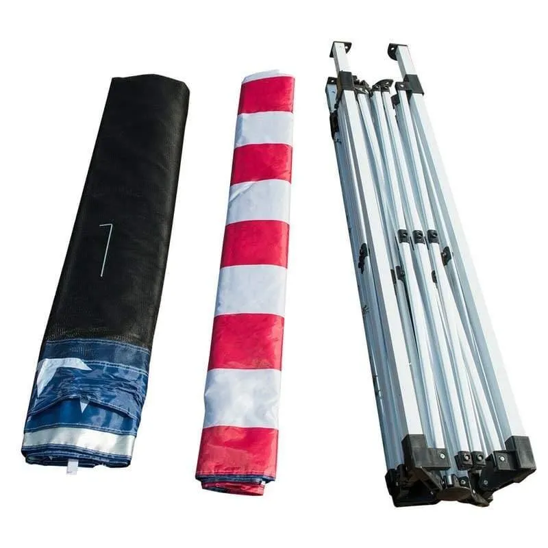 PulseMartix  10’ x 10’ Pop-up Canopy Tent Easy Up Canopy with Mesh Sidewalls & Carrying Bag, American Flag Outdoor Canopy for Backyard Lawn