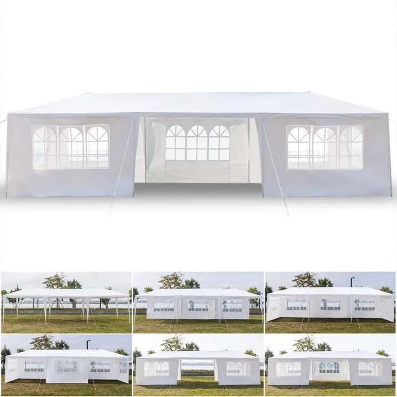 PulseMartix  10' x 30' Canopy Tent Heavy Duty Wedding Party Tent Outdoor Canopy with 6 Removable & 2 Doorways for Wedding Events Beachs BBQs