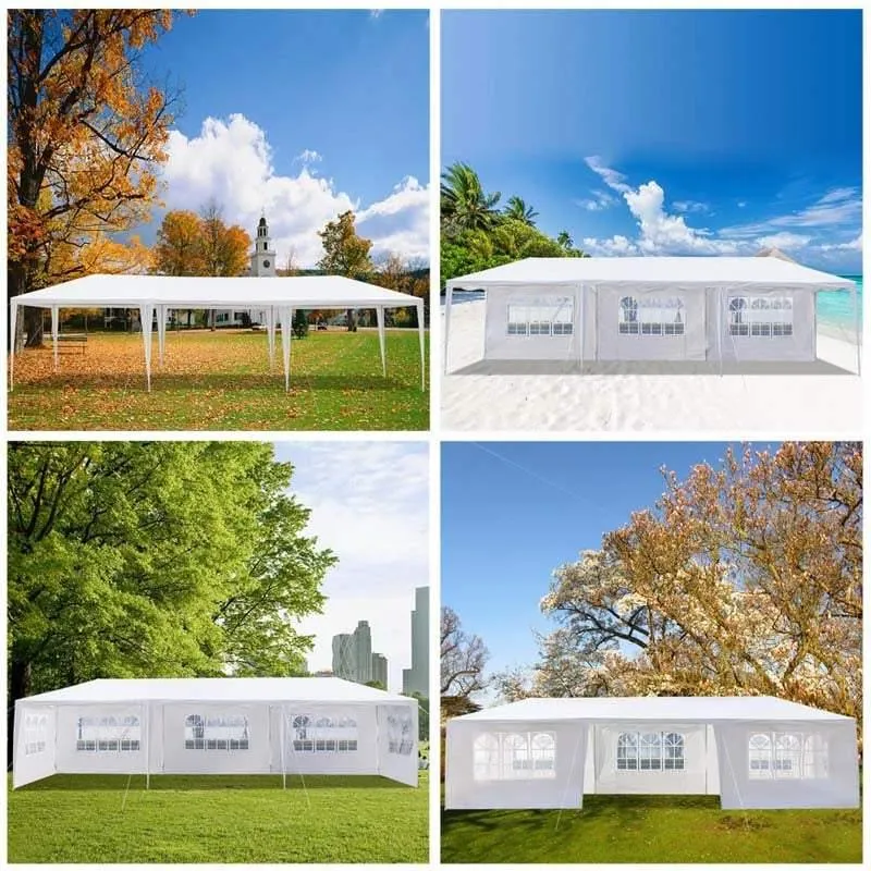 PulseMartix  10' x 30' Canopy Tent Heavy Duty Wedding Party Tent Outdoor Canopy with 6 Removable & 2 Doorways for Wedding Events Beachs BBQs