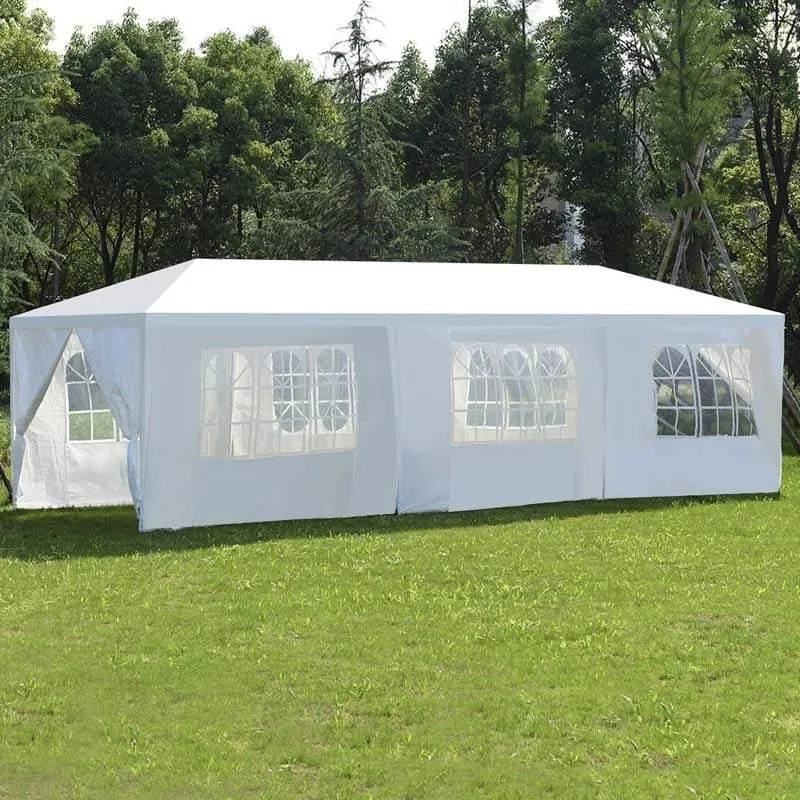 PulseMartix  10' x 30' Canopy Tent Heavy Duty Wedding Party Tent Outdoor Canopy with 6 Removable & 2 Doorways for Wedding Events Beachs BBQs
