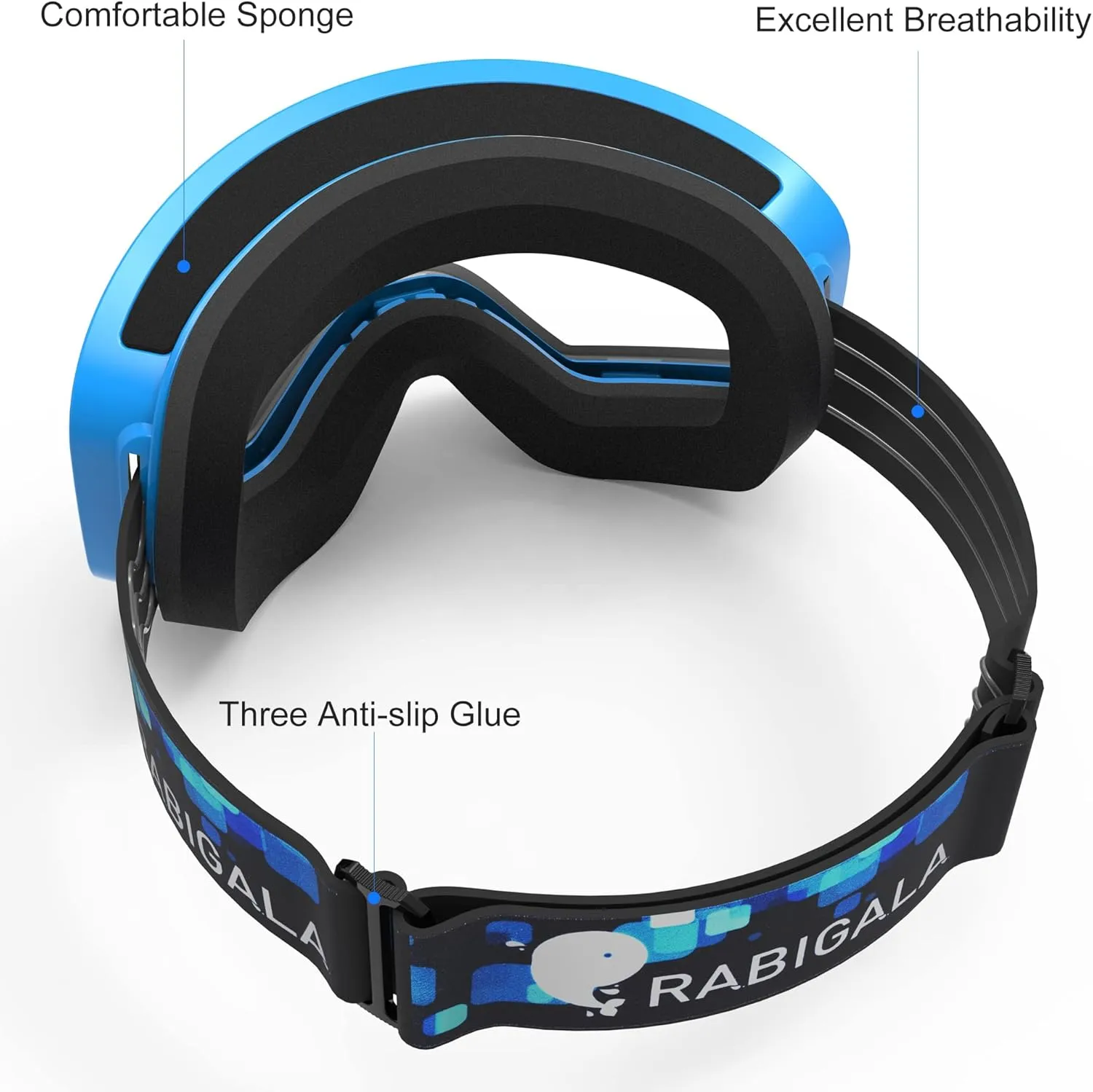 RABIGALA Ski Goggles Snow Snowboarding Goggles Interchangeable Lens Frameless Anti-fog Skiing Goggles
