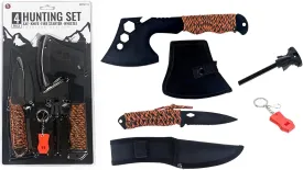 SE 4-Piece Survival Essentials Kit with 10.5-Inch Axe, 8-Inch Drop Point Knife, Magnesium Fire Starter, & 115dB Whistle - Hunting & Outdoor Gear