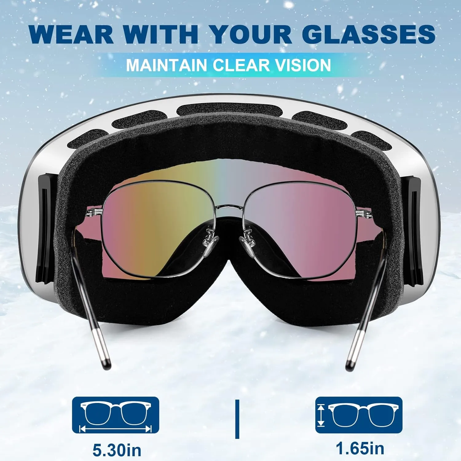 Ski Goggles Snowboard Goggles Adult, 100% UV Protection Anti-Fog Snow Goggles