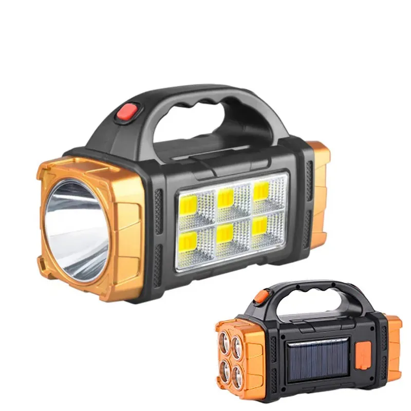 Super Bright Solar LED Flashlight With COB Work Lights Portable Emergency Spotlight Power Bank 4 Modes Outdoor Solar Torch Light