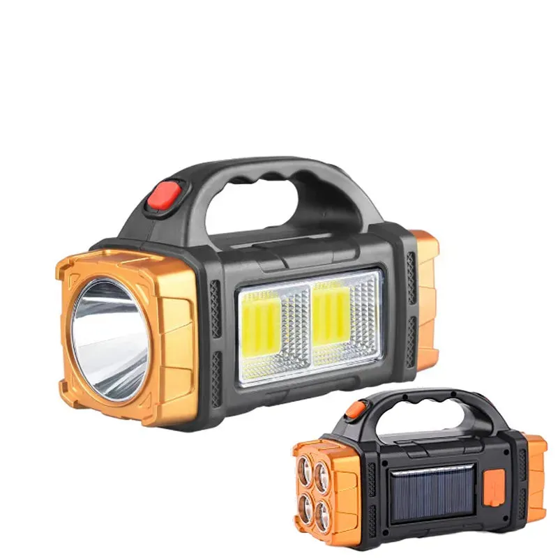 Super Bright Solar LED Flashlight With COB Work Lights Portable Emergency Spotlight Power Bank 4 Modes Outdoor Solar Torch Light