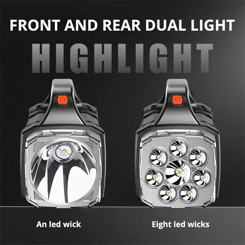 Super Bright Solar LED Flashlight With COB Work Lights Portable Emergency Spotlight Power Bank 4 Modes Outdoor Solar Torch Light