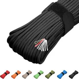 Survival Paracord 550 Fire Paracord Survivor Cord Nlyon Rope 10 Strands US Military Type III 550 Parachute Cord with Integrated Fishing Line, Fire-Starter Tinder 4 in 1
