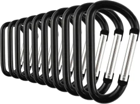 SWATOM Aluminum Carabiner Clip Snap Hook Keyring 1.5/1.9/2.2/2.4/2.8 Inch Carabiners Keychains Black(10P/20P)