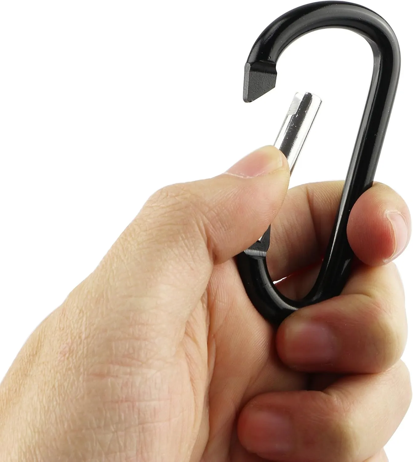 SWATOM Aluminum Carabiner Clip Snap Hook Keyring 1.5/1.9/2.2/2.4/2.8 Inch Carabiners Keychains Black(10P/20P)