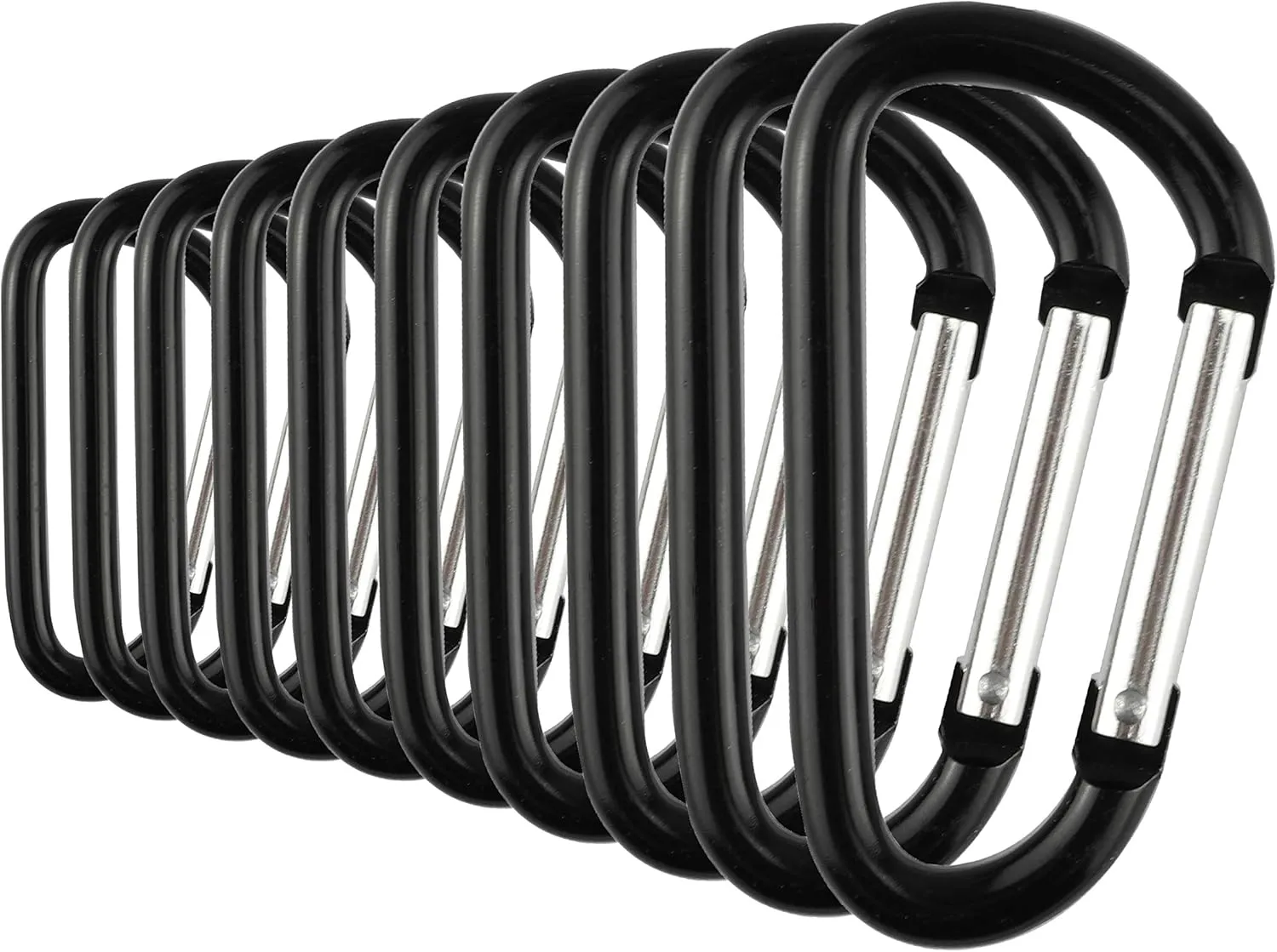 SWATOM Aluminum Carabiner Clip Snap Hook Keyring 1.5/1.9/2.2/2.4/2.8 Inch Carabiners Keychains Black(10P/20P)