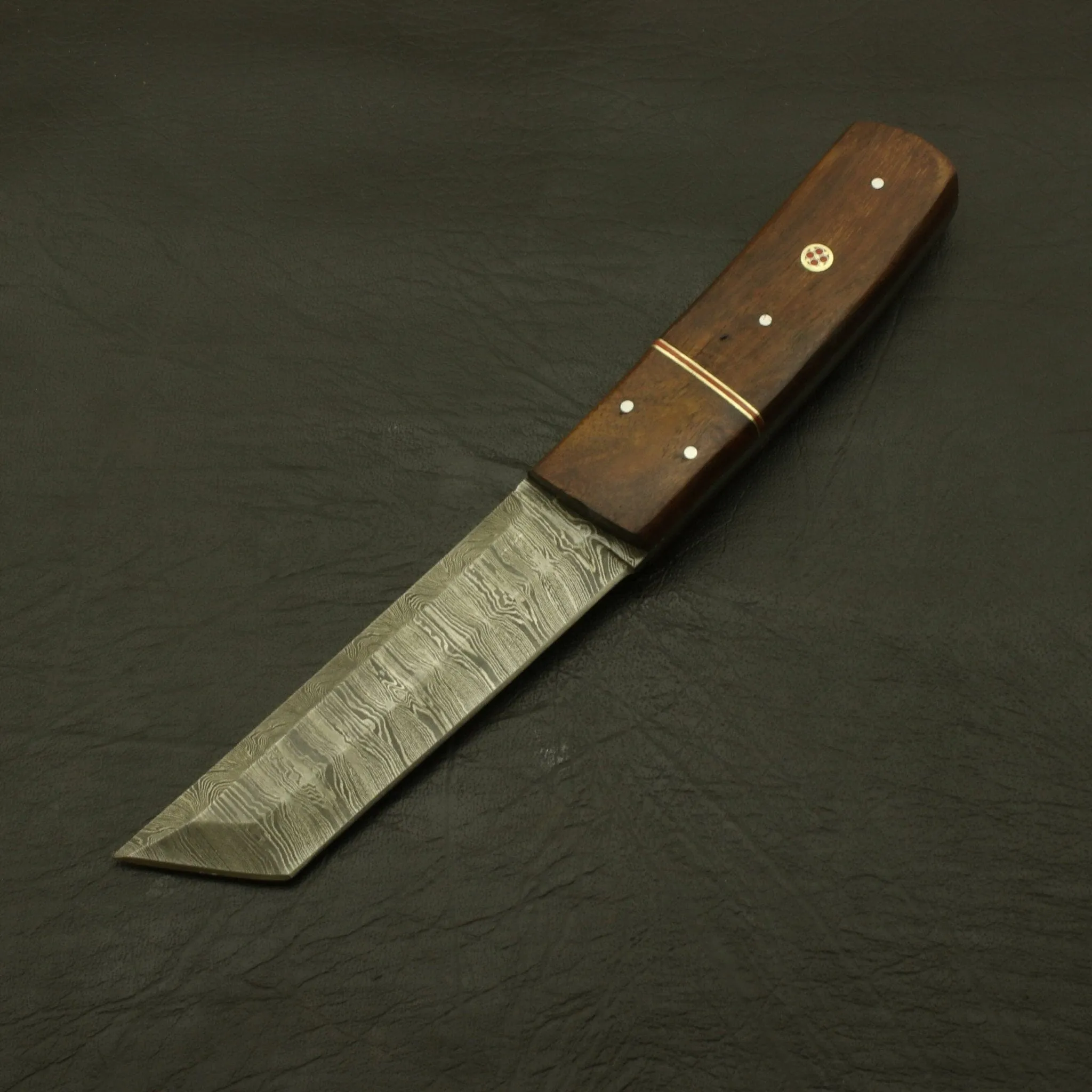 The Artisan's Edge Custom Handmade 9''inch Superb Pattern Damascus Steel Dagger Knife/Skinning Knife/PAKKA/Rose/Wood/Sheath