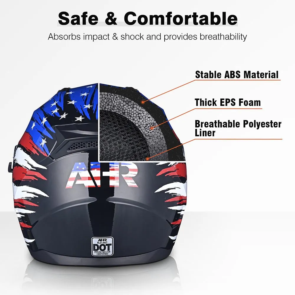 TheLAShop Helmet RUN-F Full Face Helmet Dual Visor DOT US Flag