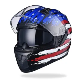 TheLAShop Helmet RUN-F Full Face Helmet Dual Visor DOT US Flag