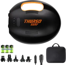 THURSO SURF 20PSI Rechargeable SUP Air Pump Digital Electric Paddle Board Pump 144W 4000mah Dual Stage Auto-Off Portable Inflation Deflation 12V DC Car Connector Battery Air Pump for Kayaks Boats