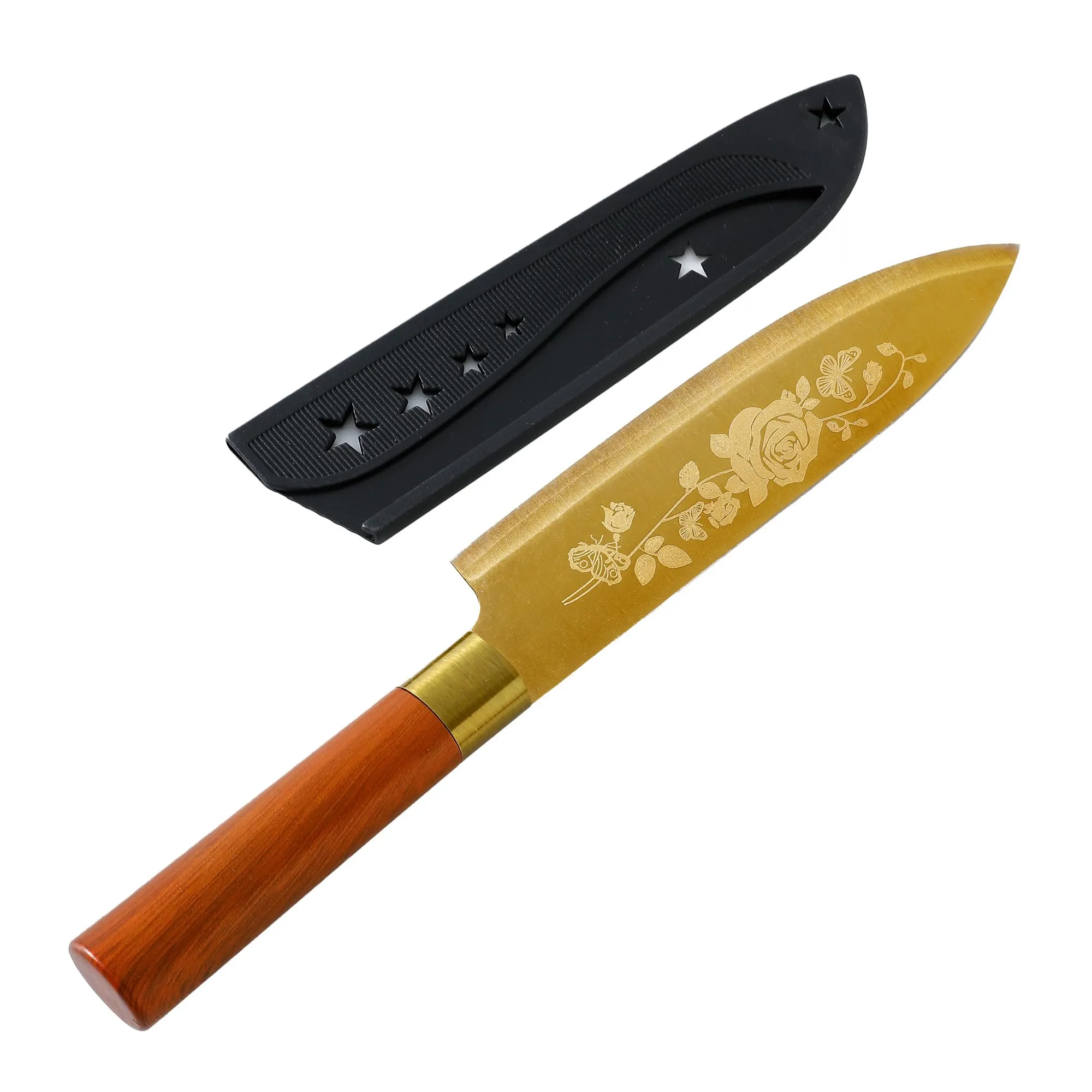 UMAI Sharp Knife for Kitchen (7 Inch) Chef Knife | Chaku Knife | Printed Knife| Nife | Chopping Knife | Steel Kitchen Knife with Cover | Chopper Knife for Kitchen (Golden)