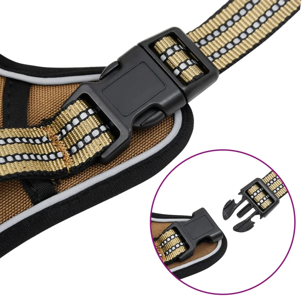 vidaXL Dog Harness with Reflective Stripes Adjustable Brown S