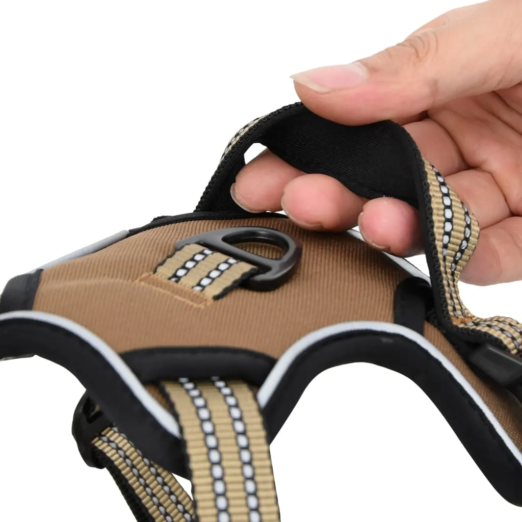 vidaXL Dog Harness with Reflective Stripes Adjustable Brown S
